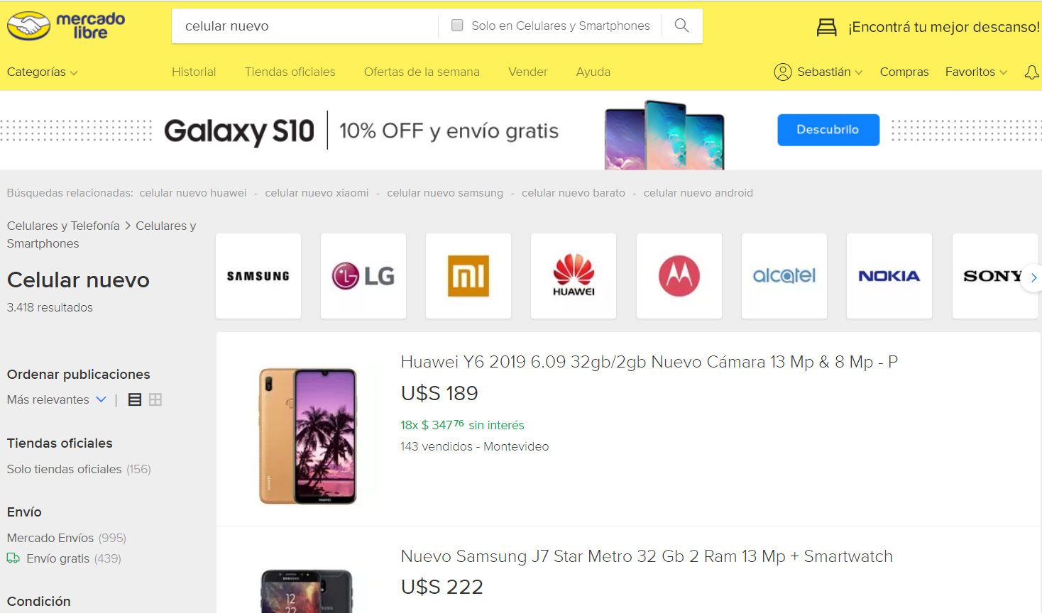 Buscando productos en MercadoLibre