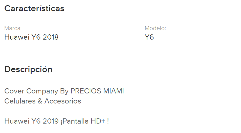 Caracteristicas y descripcion del producto