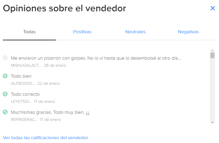 Opiniones sobre el vendedor