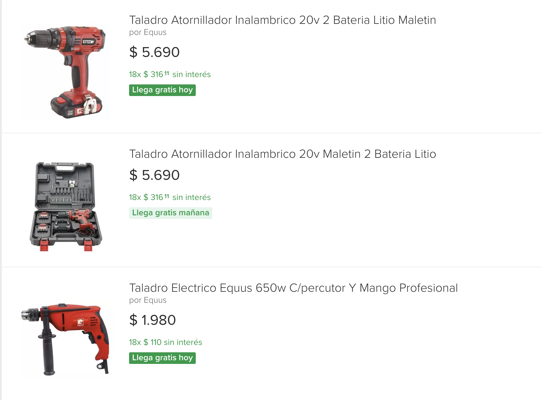 Equus, herramientas y taladros en Uruguay