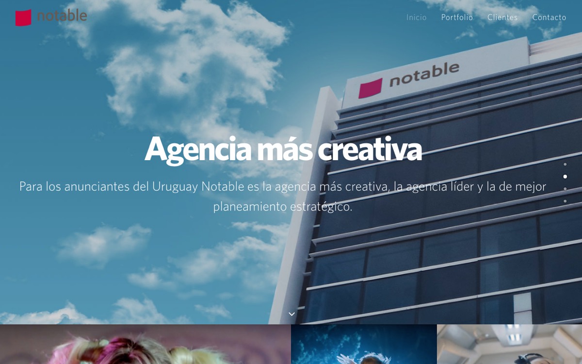 Sitio web de Notable, agencia de publicidad de Montevideo