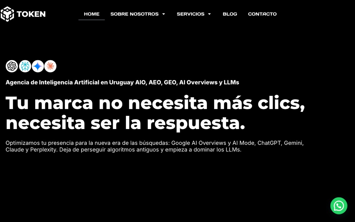 Sitio web de Token, agencia uruguaya de SEO para buscadores con inteligencia artificial