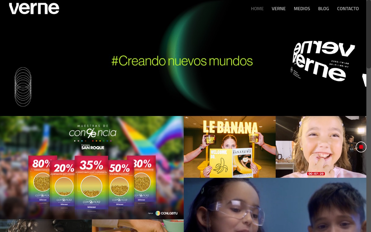 Sitio web de Verne, agencia de comunicación integral de Uruguay