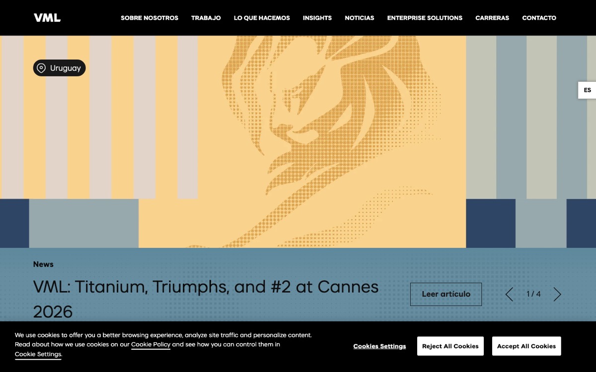 Sitio web de VML Uruguay, antes Young and Rubicam